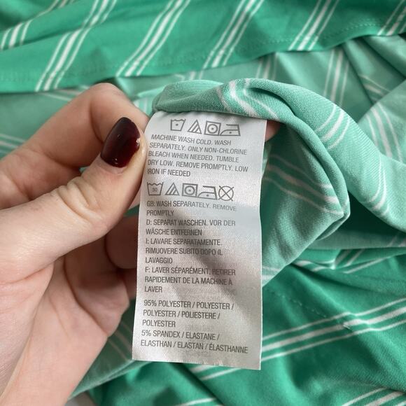 Susan Graver Womens Green Chevron Liquid Knit Dolman Sleeve Top Size 2X Stretchy - Picture 6 of 10